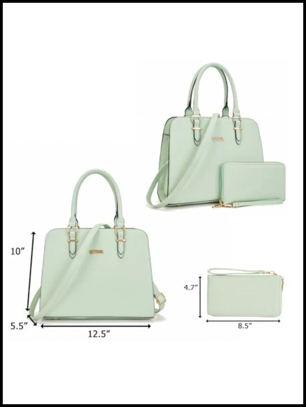 Satchel Purse Set with Faux Leather and Wallet Clutch Work Tote Bag 2pc